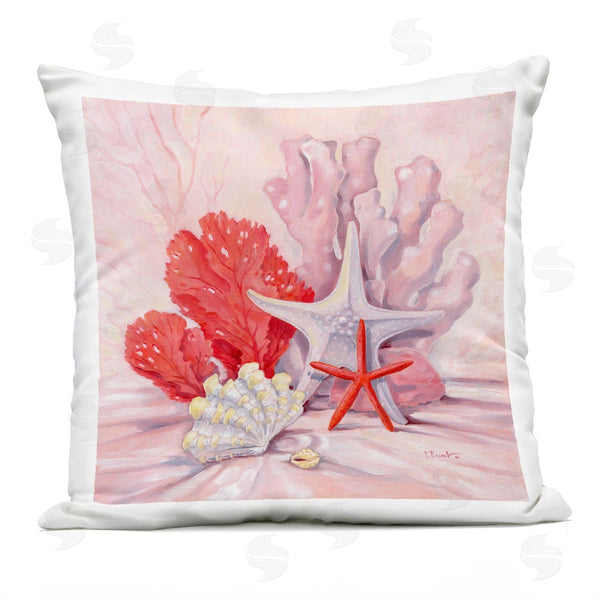 Stupell Industries Paul Brent | Pink Red Starfish Mixed Sea Life Printed Throw Pillow