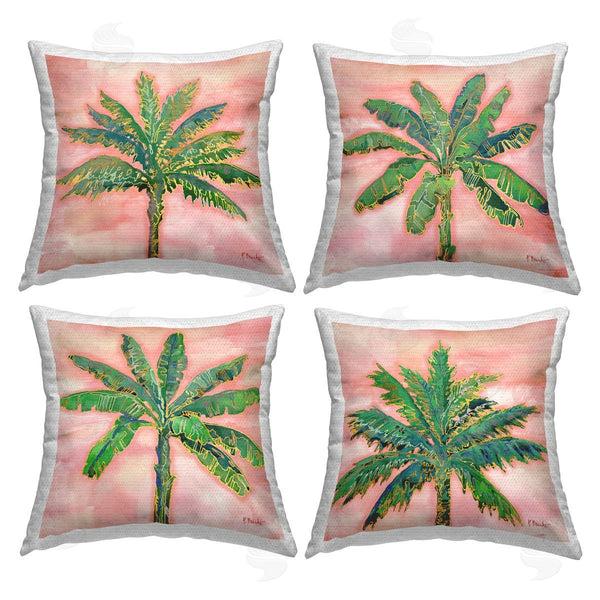 Stupell Industries Paul Brent | Pink Summer Palm Tree Leaves Printed Throw Pillow Set