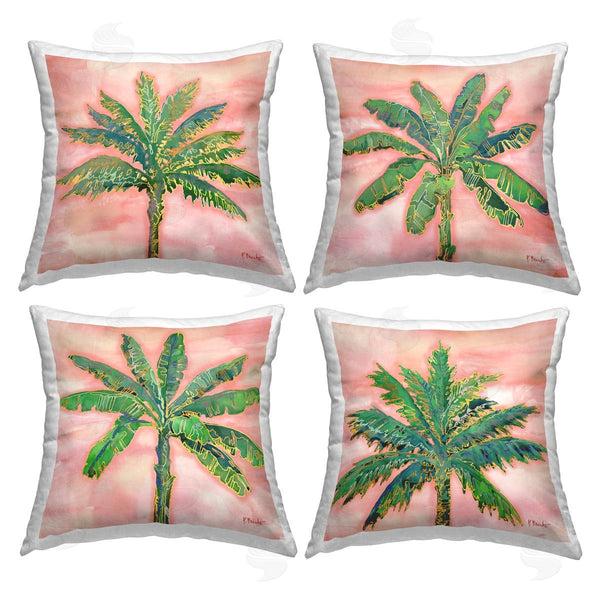stupell industries Paul Brent | Pink Summer Palm Tree Leaves Printed Throw Pillow Set