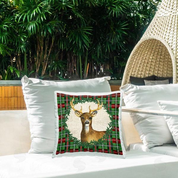 Stupell Industries Paul Brent | Plaid Holiday Deer Printed Throw Pillow