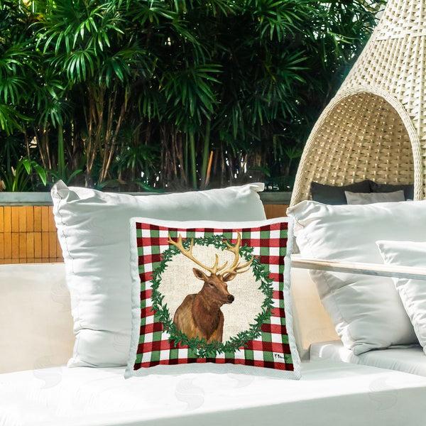 Stupell Industries Paul Brent | Plaid Holiday Elk Printed Throw Pillow
