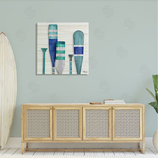 Stupell Industries Paul Brent | Port Oars Blue Green Striped Patterns Wall Art