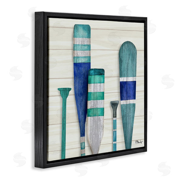 Stupell Industries Paul Brent | Port Oars Blue Green Striped Patterns Wall Art