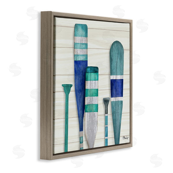 Stupell Industries Paul Brent | Port Oars Blue Green Striped Patterns Wall Art