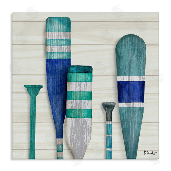 stupell industries Paul Brent | Port Oars Blue Green Striped Patterns Wall Art