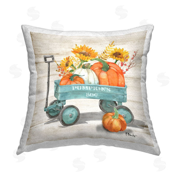 Stupell Industries Paul Brent | Pumpkins Harvest Wagon Printed Throw Pillow