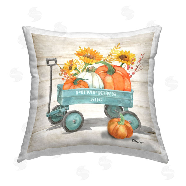 stupell industries Paul Brent | Pumpkins Harvest Wagon Printed Throw Pillow