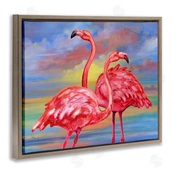 Stupell Industries Paul Brent | Rainbow Sunset Flamingos
