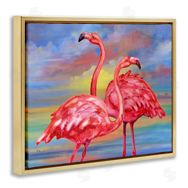 Stupell Industries Paul Brent | Rainbow Sunset Flamingos