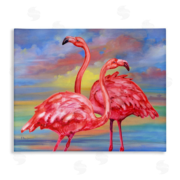 stupell industries Paul Brent | Rainbow Sunset Flamingos