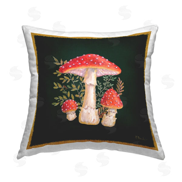 stupell industries Paul Brent | Red Forest Mushrooms Printed Throw Pillow