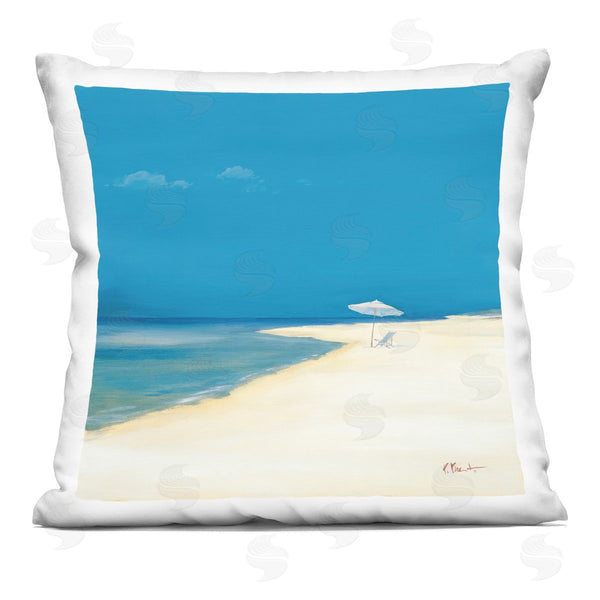 stupell industries Paul Brent | Relaxing Beach Scene Clear Summer Day Printed Throw Pillow
