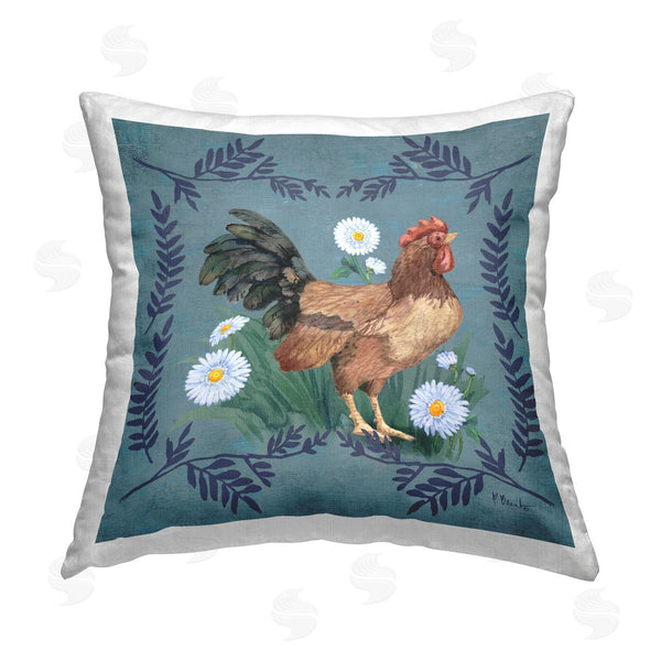 stupell industries Paul Brent | Rooster & Daisies Printed Throw Pillow