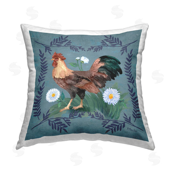stupell industries Paul Brent | Rooster & Fern Trim Printed Throw Pillow