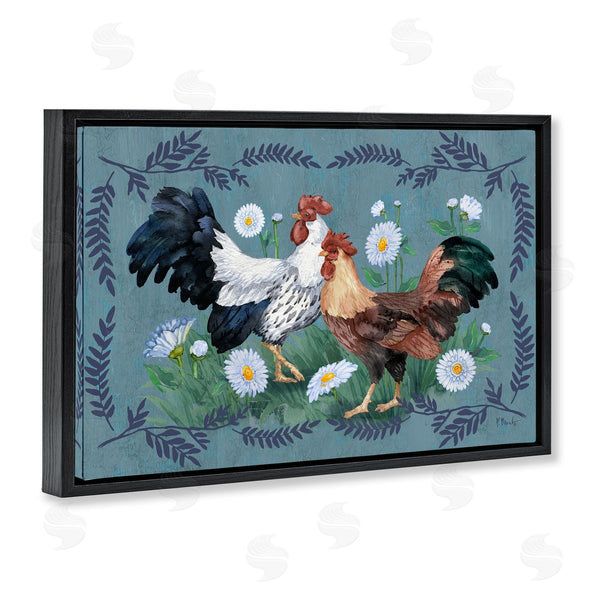 Stupell Industries Paul Brent | Roosters With Fern Trim