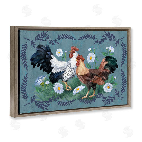 Stupell Industries Paul Brent | Roosters With Fern Trim