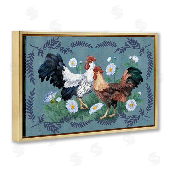 Stupell Industries Paul Brent | Roosters With Fern Trim