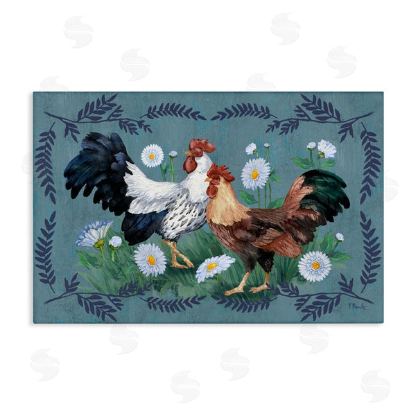 stupell industries Paul Brent | Roosters with Fern Trim