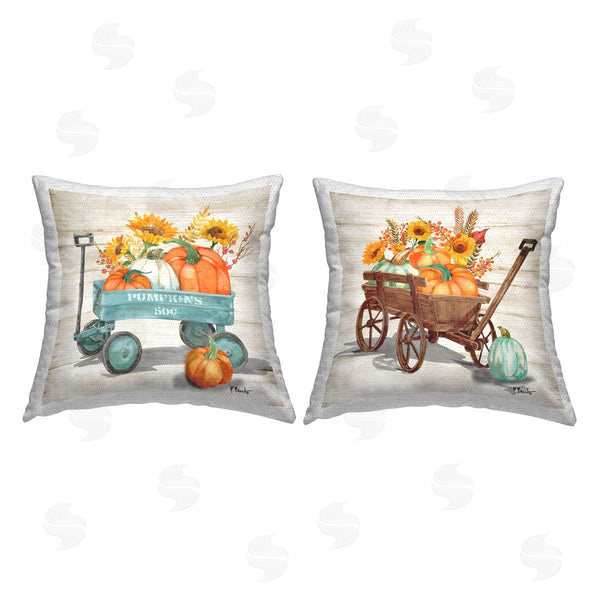 Stupell Industries Paul Brent | Rustic Harvest Wagons Printed Throw Pillow Set