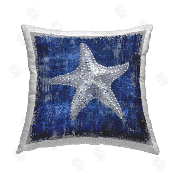 Stupell Industries Paul Brent | Rustic Indigo Starfish Printed Throw Pillow