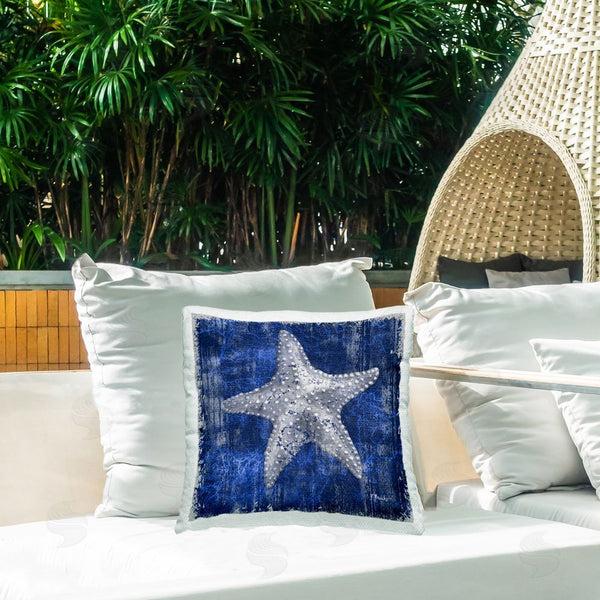 Stupell Industries Paul Brent | Rustic Indigo Starfish Printed Throw Pillow