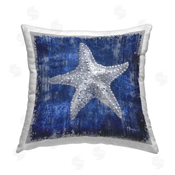 stupell industries Paul Brent | Rustic Indigo Starfish Printed Throw Pillow