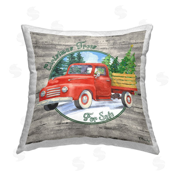 Stupell Industries Paul Brent | Rustic Pickup Christmas Trees Printed Throw Pillow