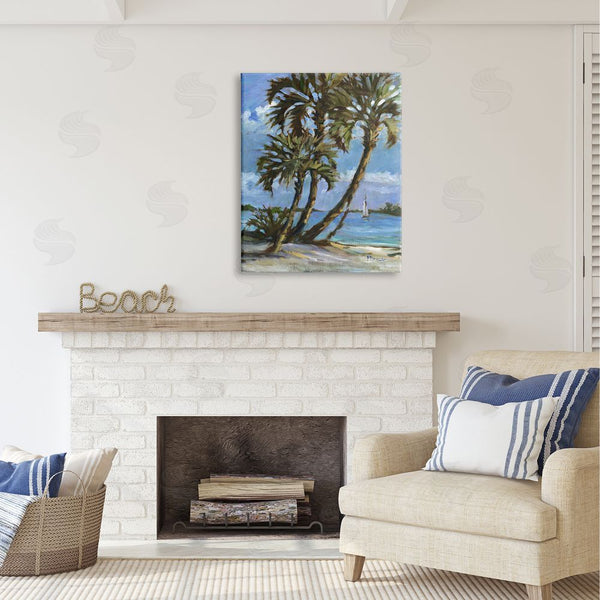Stupell Industries Paul Brent | Sailboat Tropical Shore Wall Art