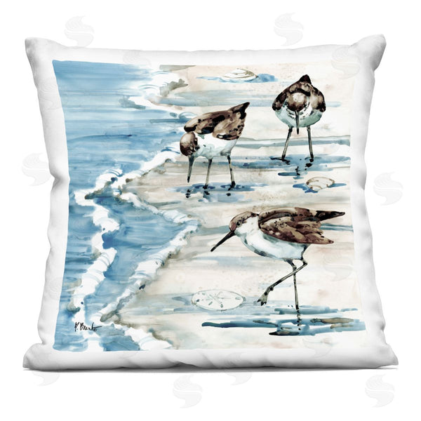 stupell industries Paul Brent | Sandpipers Among Seashells Coastal Beach Printed Throw Pillow