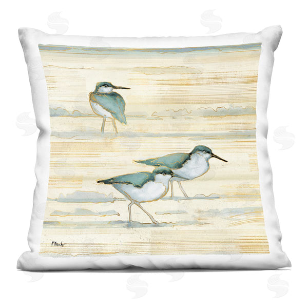stupell industries Paul Brent | Sandpipers Walking Abstract Beach Sand Printed Throw Pillow