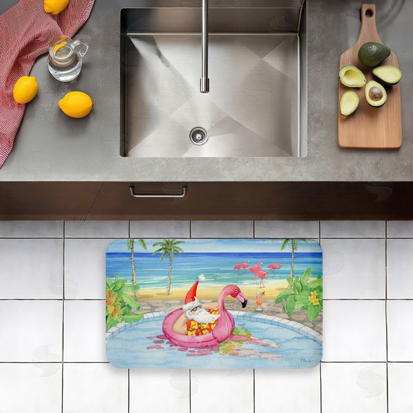 Stupell Industries Paul Brent | Santa Pool Float & Cocktail Anti-Fatigue Mat