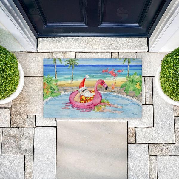 Stupell Industries Paul Brent | Santa Pool Float & Cocktail Non-Woven Door Mat