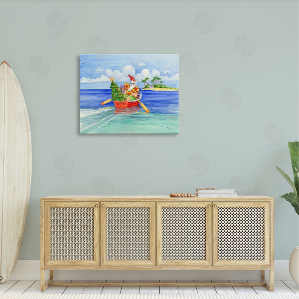 Stupell Industries Paul Brent | Santa's Delivery Tropical Christmas Boat Wall Art