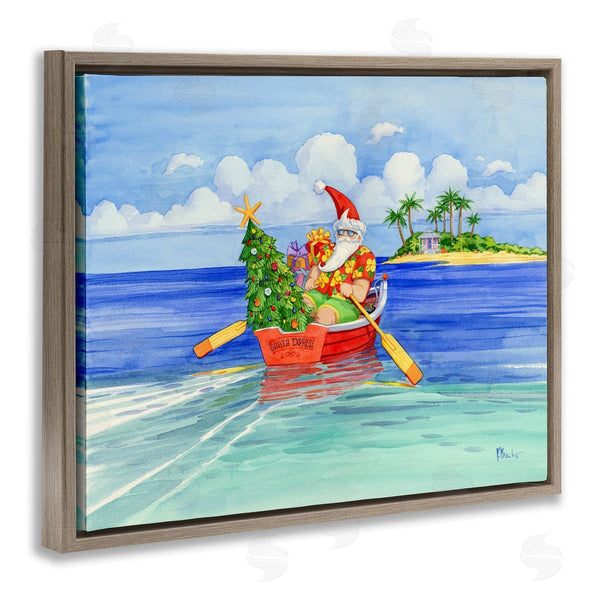 Stupell Industries Paul Brent | Santa's Delivery Tropical Christmas Boat Wall Art