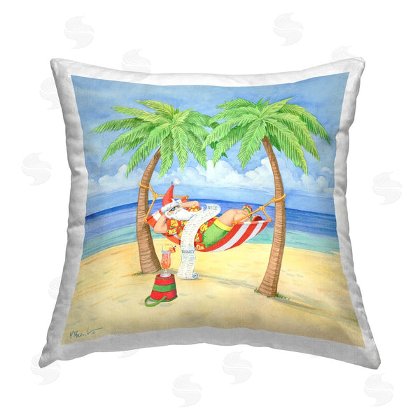 stupell industries Paul Brent | Santa with Summer Cocktail Printed Throw Pillow