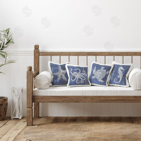 Stupell Industries Paul Brent | Sea Life On Abstract Blue Printed Throw Pillow Set