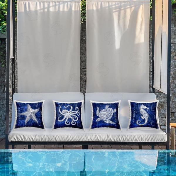 Stupell Industries Paul Brent | Sea Life On Abstract Blue Printed Throw Pillow Set