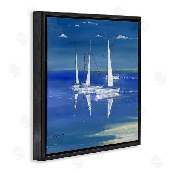 Stupell Industries Paul Brent | Serenity Sailboats Vivid Blue Ocean Wall Art