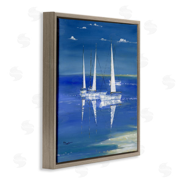 Stupell Industries Paul Brent | Serenity Sailboats Vivid Blue Ocean Wall Art