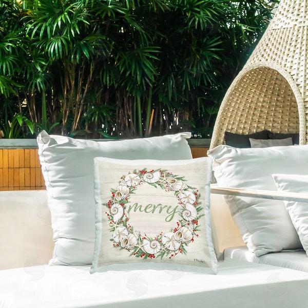 Stupell Industries Paul Brent | Shells & Festive Holly Printed Throw Pillow