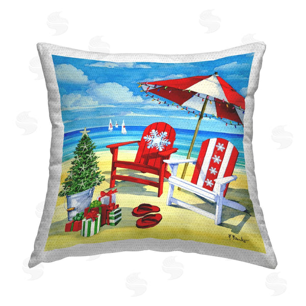 Stupell Industries Paul Brent | Snowflake Beach Christmas Scene Printed Throw Pillow