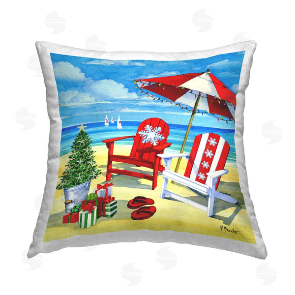 stupell industries Paul Brent | Snowflake Beach Christmas Scene Printed Throw Pillow
