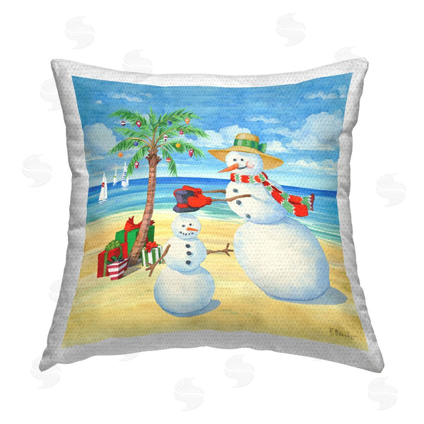 Stupell Industries Paul Brent | Snowman Beach Scenery Printed Throw Pillow