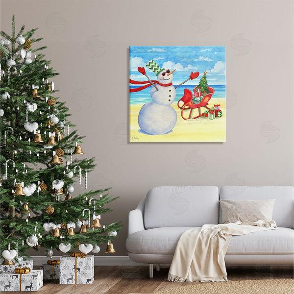 Stupell Industries Paul Brent | Snowman On Beach Scene Wall Art