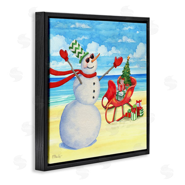 Stupell Industries Paul Brent | Snowman On Beach Scene Wall Art