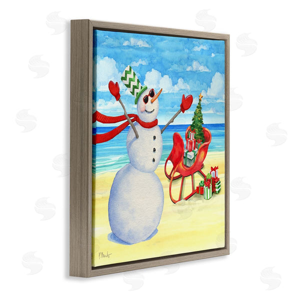 Stupell Industries Paul Brent | Snowman On Beach Scene Wall Art