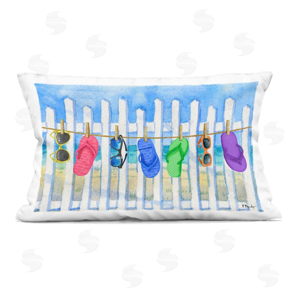 stupell industries Paul Brent | Summer Clothesline with Flip Flops Printed Throw Pillow