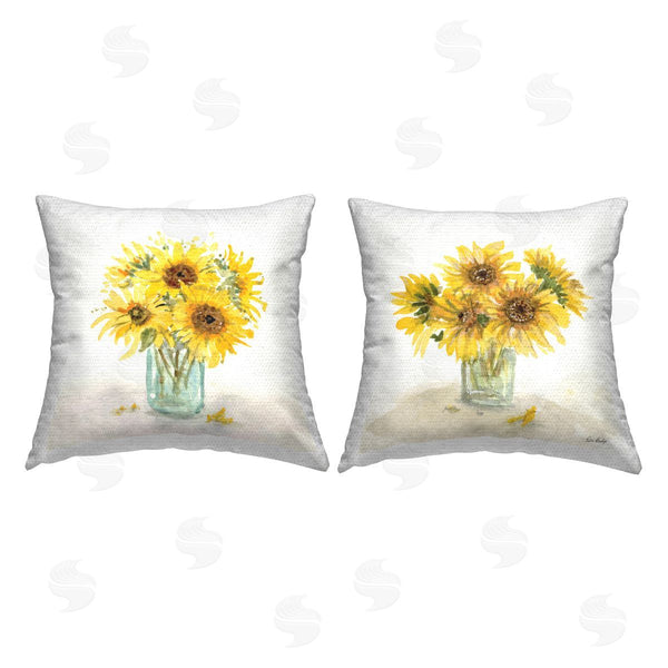 Stupell Industries Paul Brent | Sunflower Bouquet Jar Printed Throw Pillow Set