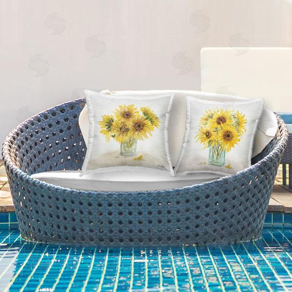 Stupell Industries Paul Brent | Sunflower Bouquet Jar Printed Throw Pillow Set