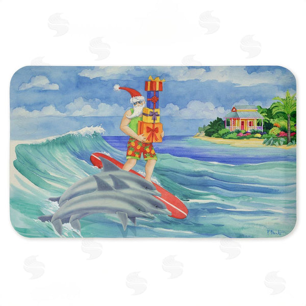 stupell industries Paul Brent | Surfing Santa & Dolphins Anti-Fatigue Mat